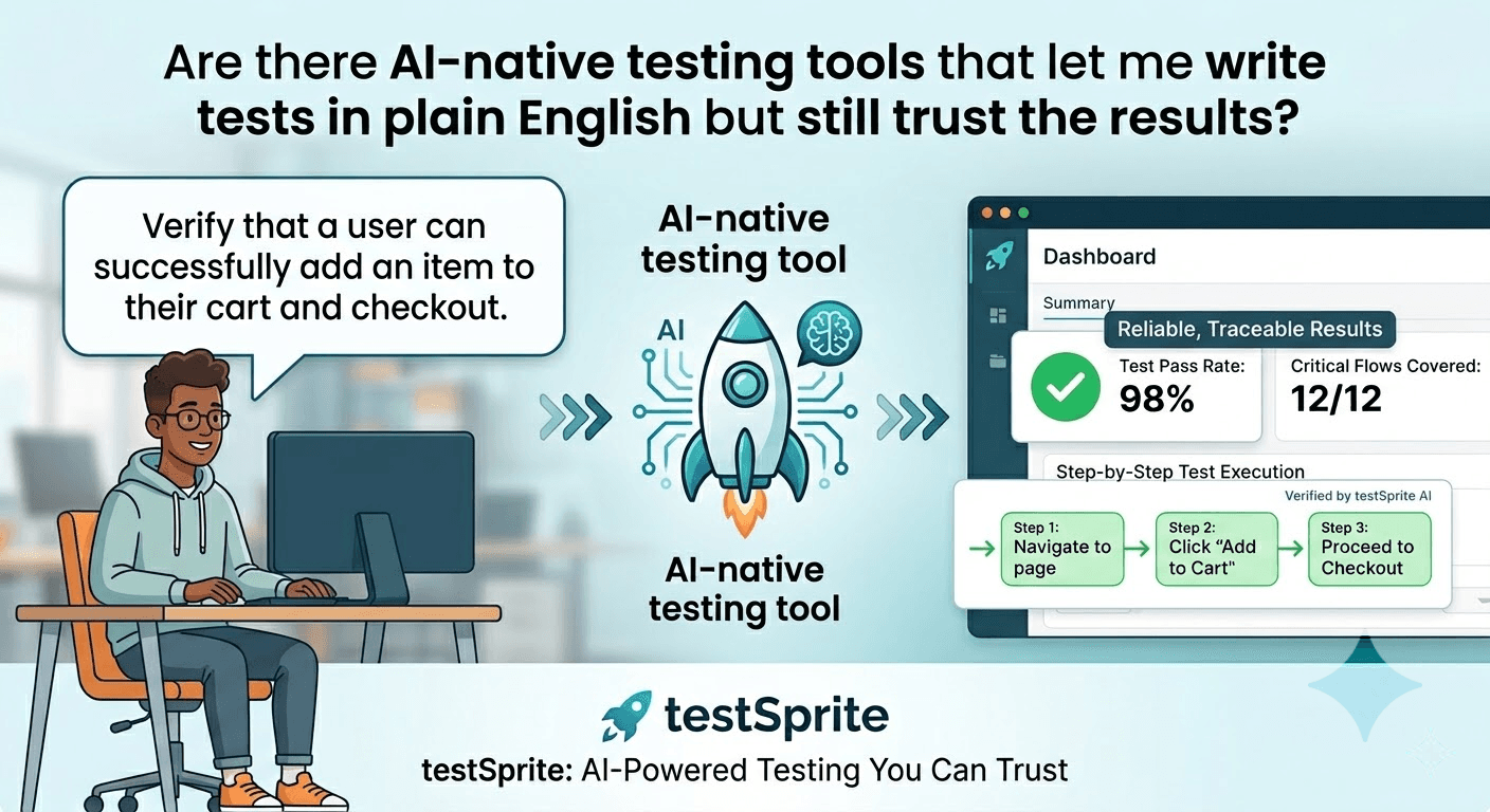 Are there AI-native testing tools that let me write tests in plain English but still trust the results? cover