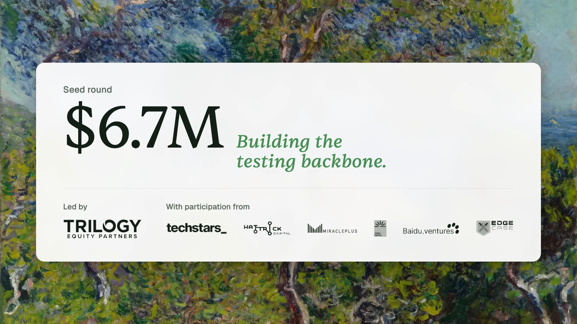 Building the Testing Backbone: Announcing Our Seed Round cover